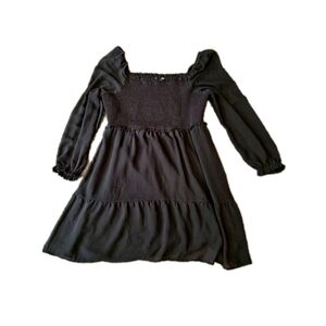 American Eagle Black Babydoll Mini Dress Boho‎ Cottagecore Dark Romantic Large